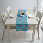Handcrafted & Laminated Turquoise Table Runner – 12"x68", Premium Poly Cotton