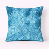 Handcrafted Turquoise Cushion Cover – 12"x12" | Circular Embroidered Design | Premium Poly Cotton