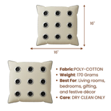 Handcrafted Beige Cushion Cover – 16"x16" | Poly Cotton | Metal Ring Accent Design | Premium Festive Décor