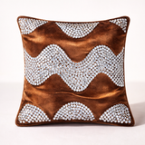Hand-Crafted Cushion Cover – Light Brown Silver | 12"x12" | Poly Chenille-Cotton | Rich Festive Accent