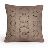Soil Brown Designer Cushion Cover | 16"x16" | Poly Cotton | Circular Embroidery Cushion Cover for Sofa & Bed