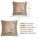 Hand Crafted Cushion Cover – Beige | 16"x16" | Poly Cotton Fabric | Elegant Embroidered Floral Design