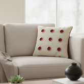 Handcrafted Maroon Accent Cushion Cover – 16"x16" | Poly Cotton | Metal Ring Detail | Premium Festive Décor