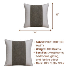 Handcrafted Cushion Cover – Gold White | 16"x16" | Poly-Cotton Matty Fabric | Premium Metallic Texture Design