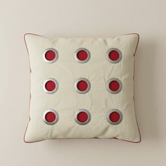 Handcrafted Maroon Accent Cushion Cover – 16"x16" | Poly Cotton | Metal Ring Detail | Premium Festive Décor