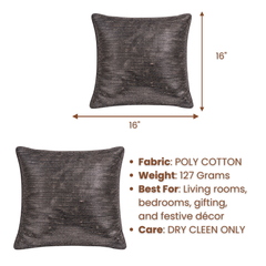 Fabric Crafted Cushion Cover – Black | 16"x16" | Poly Cotton | Premium Shimmer Texture Design