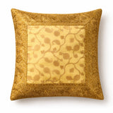 Fabric Crafted Cushion Cover – Gold | 16"x16" | Poly Cotton | Classic Border Design