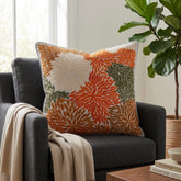 Machine Crafted Cushion Cover – Grey | 16"x16" | Floral Embroidered Decorative Cushion Cover