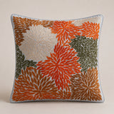 Machine Crafted Cushion Cover – Grey | 16"x16" | Floral Embroidered Decorative Cushion Cover