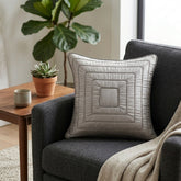 Fabric Crafted Cushion Cover – Beige | 12"x12" | Poly Cotton | Modern Textured Design