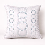 White Designer Cushion Cover | 16"x16" | Poly Cotton | Elegant Circular Embroidery Cushion Cover for Sofa & Bed