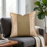 Handcrafted Cushion Cover – Gold | 16"x16" | Poly Chanil-Cotton Fabric | Premium Woven Texture Design