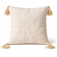 Hand Crafted Cushion Cover – Ivory | 16"x16" | Poly Cotton | Embroidered Medallion Design