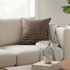 Handcrafted Brown Cushion Cover – 16"x16", Premium Poly Cotton