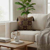 Handcrafted Brown Cushion Cover – 12"x12", Premium Poly Cotton