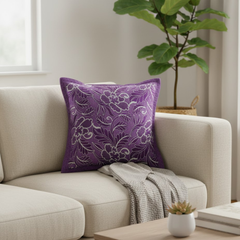 Machine Crafted Purple Cushion Cover – 16"x16" | Premium Poly Cotton