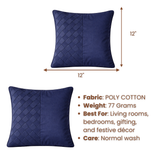 Fabric-Crafted Navy Blue Cushion Cover – 12"x12" | Poly Cotton Fabric | Elegant & Modern