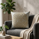 Machine Crafted Grey Cushion Cover – 16"x16" | Elegant Gold Floral Embroidery | Premium Poly-Cotton Decorative Cushion Cover