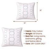 White Designer Cushion Cover | 16"x16" | Poly Cotton | Elegant Circular Embroidery Cushion Cover for Sofa & Bed