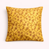 Fabric Crafted Cushion Cover – Gold | 16"x16" | Poly Cotton | Classic Border Design