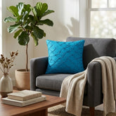 Fabric Crafted Cushion Cover – Turquoise | 12"x12" | Poly Cotton Fabric | Elegant Crinkle Texture Design