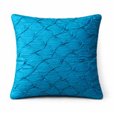 Fabric Crafted Cushion Cover – Turquoise | 12"x12" | Poly Cotton Fabric | Elegant Crinkle Texture Design