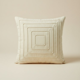 Fabric-Crafted Cream Cushion Cover – 16"x16" | Modern Layered Geometric Texture | Premium Poly Cotton |