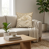 Fabric Crafted Cushion Cover – Cream | 16"x16" | Poly Cotton | Premium Shimmer Sequin Design