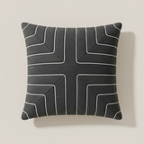 Fabric-Crafted Black Cushion Cover – 12"x12" | Modern Geometric Line Design | Premium Poly Cotton