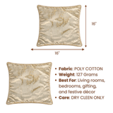 Fabric Crafted Cushion Cover – Cream | 16"x16" | Poly Cotton | Premium Shimmer Sequin Design