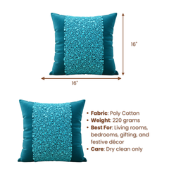 Handcrafted Green Cushion Cover – 16"x16", Premium Poly Cotton
