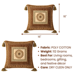 Hand Crafted Cushion Cover – Bronze | 16"x16" | Poly Cotton | Embroidered Medallion Design