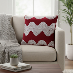 Hand-Crafted Cushion Cover – Maroon Silver | 16"x16" | Poly Chenille-Cotton | Royal Festive Statement