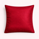 Fabric Crafted Cushion Cover – Red | 12"x12" | Poly Cotton | Traditional Border Design