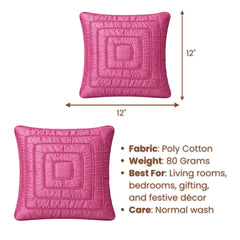 Fabric Crafted Cushion Cover – Purple | 12"x12" | Poly Cotton | Modern Textured Design