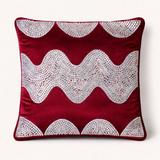 Hand-Crafted Cushion Cover – Maroon Silver | 16"x16" | Poly Chenille-Cotton | Royal Festive Statement