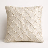 Fabric Crafted Cushion Cover – Cream | 12"x12" | Poly Cotton Fabric | Elegant Crinkle Texture Design