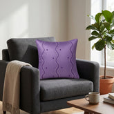 Handcrafted Cushion Cover – Purple | 12"x12" | Poly Cotton Fabric | Elegant Wave Embroidery Design