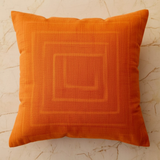Fabric-Crafted Orange Cushion Cover – 16"x16" | Modern Layered Geometric Texture | Premium Poly Cotton |