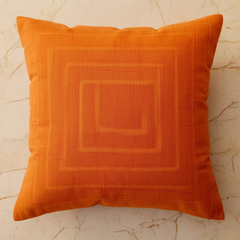 Fabric-Crafted Orange Cushion Cover – 16"x16" | Modern Layered Geometric Texture | Premium Poly Cotton |