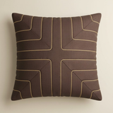 Fabric-Crafted Brown Cushion Cover – 12"x12" | Modern Geometric Line Texture | Premium Poly Cotton | 2 Pieces