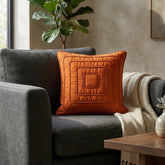 Fabric Crafted Cushion Cover – Burgundy | 12"x12" | Poly Cotton | Modern Textured Design