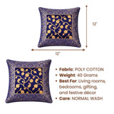 Fabric Crafted Cushion Cover – Royal Blue | 12"x12" | Poly Cotton | Traditional Border Design
