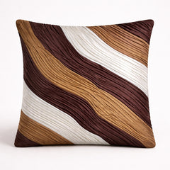 Fabric Crafted Cushion Cover – Burgundy Multicolor | 16"x16" | Poly Cotton Fabric | Elegant Wavy Textured Design
