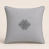 Linen Maroon Decorative Cushion Cover | 16"x16" Minimal Embroidered Cushion Cover