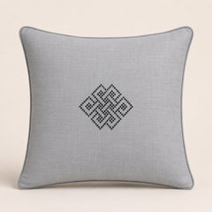 Linen Maroon Decorative Cushion Cover | 16"x16" Minimal Embroidered Cushion Cover