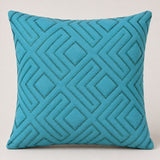 Handcrafted Cushion Cover – Turquoise | 16"x16" | Geometric Textured Design