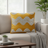 Hand-Crafted Cushion Cover – Gold Silver | 16"x16" | Poly Chenille-Cotton | Luxury Festive Accent