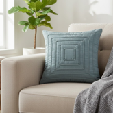 Fabric-Crafted Silver Cushion Cover – 16"x16" | Modern Layered Geometric Texture | Premium Poly Cotton