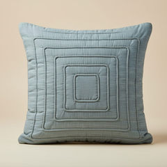 Fabric-Crafted Silver Cushion Cover – 16"x16" | Modern Layered Geometric Texture | Premium Poly Cotton |